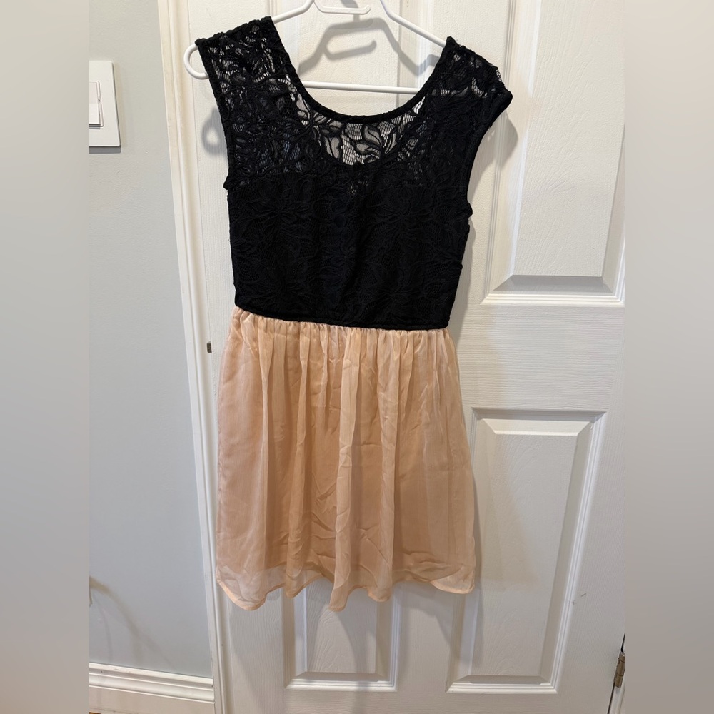 Dynamite dress with black lace blush chiffon skirt